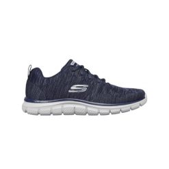 Buty sportowe Skechers z wygodą Memory Foam. Niebieskie buty do biegania Skechers, bez wzorów, z syntetyku, bez zapięcia, do biegania. Za 238.99 zł.