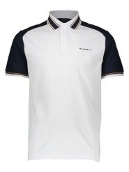 Hackett London Koszulka polo w kolorze biało-granatowym rozmiar: S. Białe koszulki polo Hackett London, s, bez wzorów, bez kołnierzyka, bez ramiączek. Za 239.99 zł.