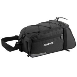 Torba rowerowa na bagażnik Profex Black Lux 10 L. Czarne torby na ramię PROFEX, bez wzorów, na ramię, bez dodatków. Za 59.90 zł.