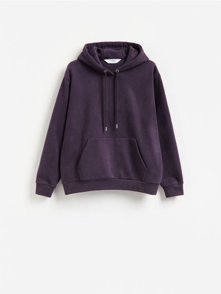Bluza z kapturem - ciemnofioletowy. Fioletowe bluzy z kapturem Reserved, l, bez wzorów, z bawełny, z kapturem. Za 129.99 zł.