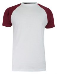 T-shirt Biało-Bordowy Bawełniany, Krótki Rękaw Raglanowy, Dwukolorowy, Męski -BRAVE SOUL. Czerwone bezrękawniki Brave Soul, m, bez wzorów, z bawełny, bez kołnierzyka, bez ramiączek. Za 45.00 zł.