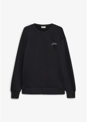 Bluza z czystej bawełny organicznej, loose fit. Czarne bluzy bonprix, m, bez wzorów, z bawełny, bez kaptura. Za 84.99 zł.