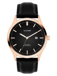 S.Oliver Zegarek kwarcowy w kolorze różowozłoto-czarnym rozmiar: onesize. Czarne, analogowe zegarki S.Oliver, metalowe. Za 173.99 zł.