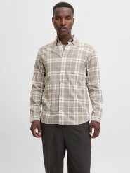Jack & Jones Koszula w kolorze beżowo-kremowym rozmiar: S. Brązowe koszule Jack & Jones, s, bez wzorów, z bawełny, bez kołnierzyka, bez ramiączek. Za 83.62 zł.