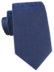 Męski Krawat - Niebieski w Czarne Grochy - Angelo di Monti. Niebieskie krawaty i muchy Angelo di Monti, bez wzorów, z tkaniny. Za 49.99 zł.