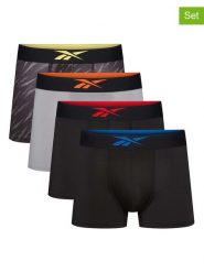 Reebok Bokserki (4 pary) w kolorze czarno-szaro-antracytowym rozmiar: L. Czarne bokserki Reebok, l, bez wzorów. Za 117.73 zł.