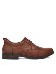 Rieker Półbuty 10353-24 Brązowy. Brązowe eleganckie półbuty Rieker, bez wzorów, ze skóry, bez obcasa, bez zapięcia. Za 319.99 zł.