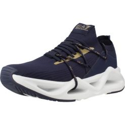 Buty EA7 X8X087 XK227 Niebieski. Niebieskie buty trekkingowe EA7, bez wzorów, z tkaniny, bez zapięcia. Za 677.99 zł.
