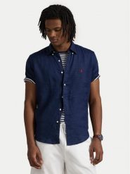 Polo Ralph Lauren Koszula 710968912001 Granatowy Custom Fit. Niebieskie koszule Polo Ralph Lauren, l, bez wzorów, ze lnu, bez kołnierzyka, bez ramiączek. Za 719.99 zł.