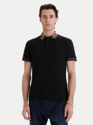Versace Jeans Couture Polo 80GAGT12 CJ01T Czarny Slim Fit. Czarne koszulki polo Versace Jeans Couture, l, bez wzorów, z bawełny, bez kołnierzyka, bez ramiączek. Za 989.99 zł.