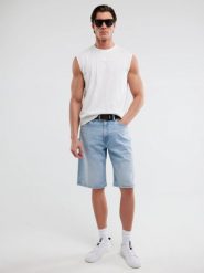 Szorty męskie jeansowe z przetarciami jasnoniebieskie Aleksy Workwear 220. Niebieskie szorty BIG STAR, m, bez wzorów, z denimu, vintage, z podwyższonym stanem. Za 199.99 zł.