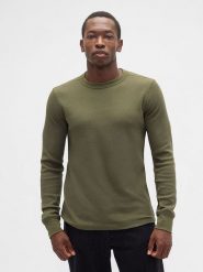 GAP Sweter w kolorze khaki rozmiar: L. Brązowe swetry nierozpinane GAP, l, bez wzorów, z bawełny, bez kołnierzyka, bez ramiączek. Za 82.83 zł.