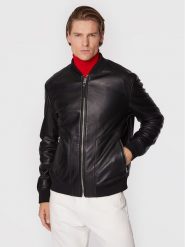 Hugo Kurtka skórzana Lenno 50481934 Czarny Slim Fit. Czarne kurtki Hugo, l, bez wzorów, ze skóry, bez kaptura. Za 2,189.00 zł.