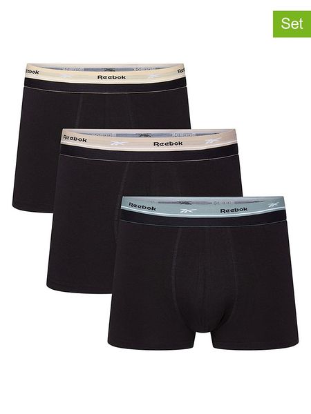 Reebok Bokserki (3 pary) "Farr" w kolorze czarnym rozmiar: XL. Czarne bokserki Reebok, xl, bez wzorów. Za 71.40 zł.