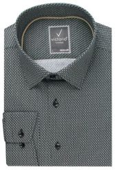 Koszula Wizytowa z Prostym Krojem - Victorio - Mikrowzór, Czarno-Biała. Białe koszule Victorio, bez wzorów, z bawełny, bez kołnierzyka, bez ramiączek. Za 159.00 zł.