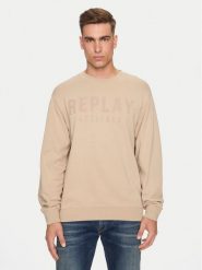 Replay Bluza M6975 .000.21842 Beżowy Regular Fit. Brązowe bluzy Replay, m, bez wzorów, z bawełny, bez kaptura. Za 219.99 zł.
