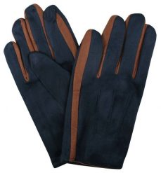 Miękkie i Delikatne Rękawiczki Męskie - Bawełniane - Granat z Brązem. Rękawiczki Em men's accessories, na jesień, bez wzorów, z bawełny. Za 99.00 zł.