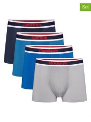 Reebok Bokserki (4 pary) w kolorze granatowo-szaro-niebieskim rozmiar: XL. Niebieskie bokserki Reebok, xl, bez wzorów. Za 65.99 zł.