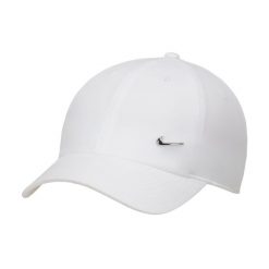 Czapka Nike Dri-FIT Club Unstructured Metal Swoosh Cap, Dla obu płci. Białe czapki z daszkiem Nike, bez wzorów, z materiału. Za 127.75 zł.