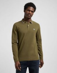 MESKA KOSZULKA LEE LS PIQUE POLO ARMY GREEN 112370566. Zielone koszulki polo Lee, s, bez wzorów, bez kołnierzyka, bez ramiączek. Za 99.99 zł.
