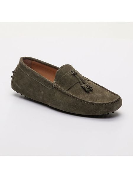 CHARLES & SMITH Skórzane mokasyny "Dalton" w kolorze khaki rozmiar: 40. Brązowe botki sznurowane CHARLES & SMITH, bez wzorów, bez obcasa, bez zapięcia. Za 192.33 zł.
