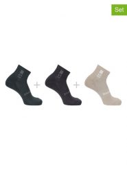 SALOMON Skarpety funkcyjne (3 pary) "Everyday Crew" w kolorze szarym, czarnym i beżowym rozmiar: 36-38. Brązowe skarpety Salomon, bez wzorów, z materiału. Za 34.93 zł.