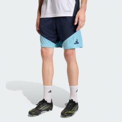 Szorty treningowe Argentyna 26 Tiro. Niebieskie krótkie spodenki sportowe Adidas, bez wzorów. Za 199.00 zł.
