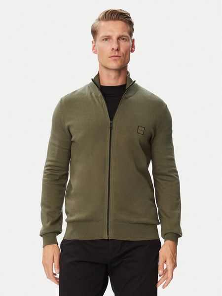 BOSS Kardigan Kanozip 50543692 Khaki Regular Fit. Brązowe swetry rozpinane Boss, l, bez wzorów, z bawełny, bez kołnierzyka, bez ramiączek. Za 679.99 zł.