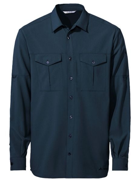 Koszula turystyczna Vaude Rosemoor LS Shirt II. Niebieskie koszule Vaude, l, bez wzorów, z materiału, bez kołnierzyka, bez ramiączek. Za 302.49 zł.