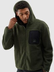 4F Polar sherpa z kapturem regular męski - oliwkowy/khaki L. Brązowe bluzy z polaru 4F, na zimę, l, bez wzorów, z futra, bez kaptura. W wyprzedaży za 119.99 zł.