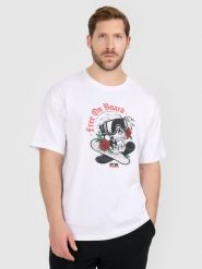 4F T-shirt loose z nadrukiem męski - biały XL. Białe t-shirty 4F, m, bez wzorów, z bawełny, bez kołnierzyka, bez ramiączek. Za 79.99 zł.