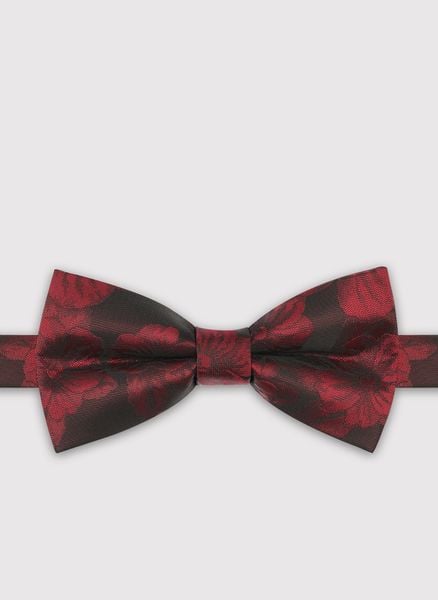 PAKO LORENTE - Bordowa mucha męska we wzór kwiatowy. Czerwone krawaty i muchy Pako Lorente, bez wzorów, z poliesteru. Za 99.99 zł.