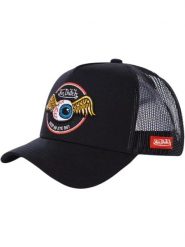Czapka Trucker Von Dutch Rag Keep An Eye Out - czarna. Czarne czapki z daszkiem Von Dutch, z aplikacjami, z materiału. Za 168.85 zł.