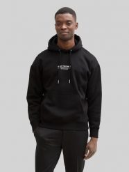 Męska Bluza Tom Tailor Relaxed Printed Hoodie Black 1045580 29999. Czarne bluzy Tom Tailor, m, bez wzorów, z kapturem. Za 139.99 zł.