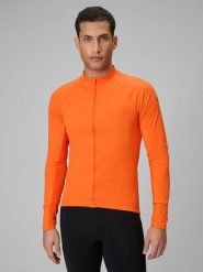 4F Koszulka kolarska z długim rękawem męska - pomarańczowa S. Brązowe koszulki z długim rękawem 4F, bez wzorów, z materiału, bez ramiączek, rowerowe. Za 199.99 zł.