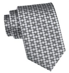 Męski Krawat - Angelo di Monti - Srebrny w Gęste Grochy. Szare krawaty i muchy Angelo di Monti, bez wzorów, z tkaniny. Za 45.00 zł.
