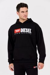 DIESEL Czarna męska bluza z kapturem S-BOXT-HOOD-DIV. Czarne bluzy Diesel, l, bez wzorów, z bawełny, z kapturem. W wyprzedaży za 619.99 zł.