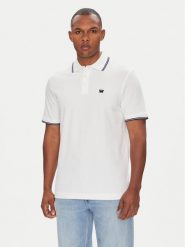 Wrangler Polo 112365466 Biały Regular Fit. Białe koszulki polo Wrangler, m, bez wzorów, z bawełny, bez kołnierzyka, bez ramiączek. Za 109.99 zł.