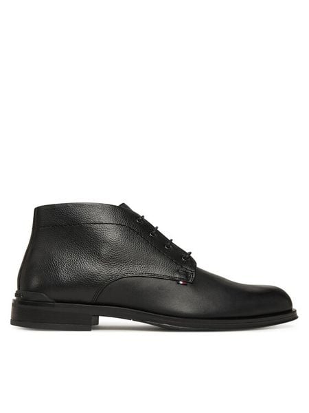 Tommy Hilfiger Trzewiki Corporate Hilfiger Lth Boot FM0FM05697 Czarny. Czarne botki sznurowane Tommy Hilfiger, bez wzorów, ze skóry, bez obcasa, bez zapięcia. Za 599.99 zł.