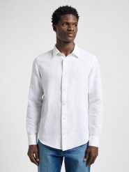 LEE MĘSKA KOSZULA LEE PATCH SHIRT BRIGHT WHITE 112364230. Białe koszule Lee, m, bez wzorów, bez kołnierzyka, bez ramiączek. W wyprzedaży za 99.99 zł.