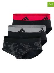 Adidas Slipy (3 pary) w kolorze czarnym, czerwonym i szarym rozmiar: M. Czarne slipki Adidas, m, bez wzorów. Za 88.95 zł.