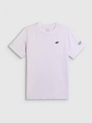 4F T-shirt regular gładki męski - biały L. Białe t-shirty 4F, l, bez wzorów, z bawełny, bez kołnierzyka, bez ramiączek. Za 69.99 zł.