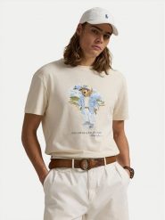 Polo Ralph Lauren T-Shirt 710969630001 Beżowy Custom Slim Fit. Brązowe koszulki polo Polo Ralph Lauren, l, bez wzorów, z bawełny, bez kołnierzyka, bez ramiączek. Za 419.99 zł.