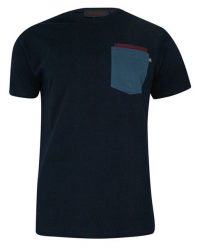 T-shirt, Granatowy, 100% BAWEŁNA, U-neck, z Kieszonką, Męski, Krótki Rękaw -KINGS. Niebieskie bluzki z długim rękawem Kings, m, bez wzorów, z bawełny, bez kołnierzyka, bez ramiączek. Za 69.00 zł.