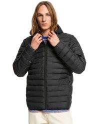 Kurtka puchowa dla Mężczyzn SCALY Czarny. Czarne kurtki Quiksilver, m, bez wzorów, z materiału, z kapturem. Za 369.85 zł.
