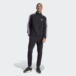 Dres Basic 3-Stripes Fleece. Czarne komplety dresowe Adidas, xl, bez wzorów, z dresówki, bez ramiączek. W wyprzedaży za 319.20 zł.