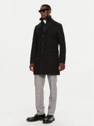 Boss Płaszcz wełniany H-Hyde 50502255 Czarny Slim Fit. Czarne płaszcze Boss, na zimę, m, bez wzorów, z syntetyku, bez kaptura. Za 3,499.00 zł.