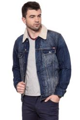 MUSTANG New York Shearling MĘSKA KURTKA SHERPA JEANSOWA DENIM BLUE 1006704 5000 984. Niebieskie kurtki Mustang, na zimę, m, bez wzorów, z bawełny, bez kaptura. Za 259.99 zł.
