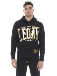 Męska zimowa bluza z kapturem z dużym złotym logo Leone 1947. Czarne bluzy z kapturem LEONE 1947 APPAREL, na zimę, m, bez wzorów, z bawełny, z kapturem. Za 324.17 zł.