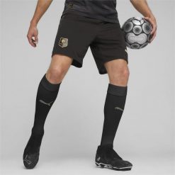 Szorty piłkarskie Stade Rennais F.C. PUMA Black Matte Gold Beige. Brązowe szorty Puma, m, bez wzorów, sportowe. W wyprzedaży za 180.05 zł.
